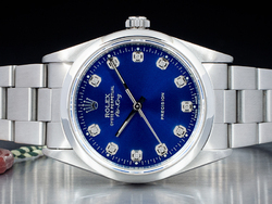 Rolex Air-king 34 Blu Oyster 14000 Customized Blue Jeans Diamonds Double Dial